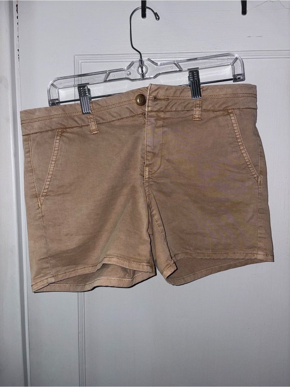 Khaki American Eagle Mid-Rise Stretch Shorts